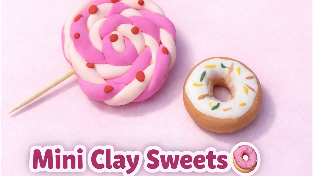 How to Make Mini Clay Donut & Lollipop  Cute Clay Art Step-by-Step Mini Clay Dessert |Relaxing Craft