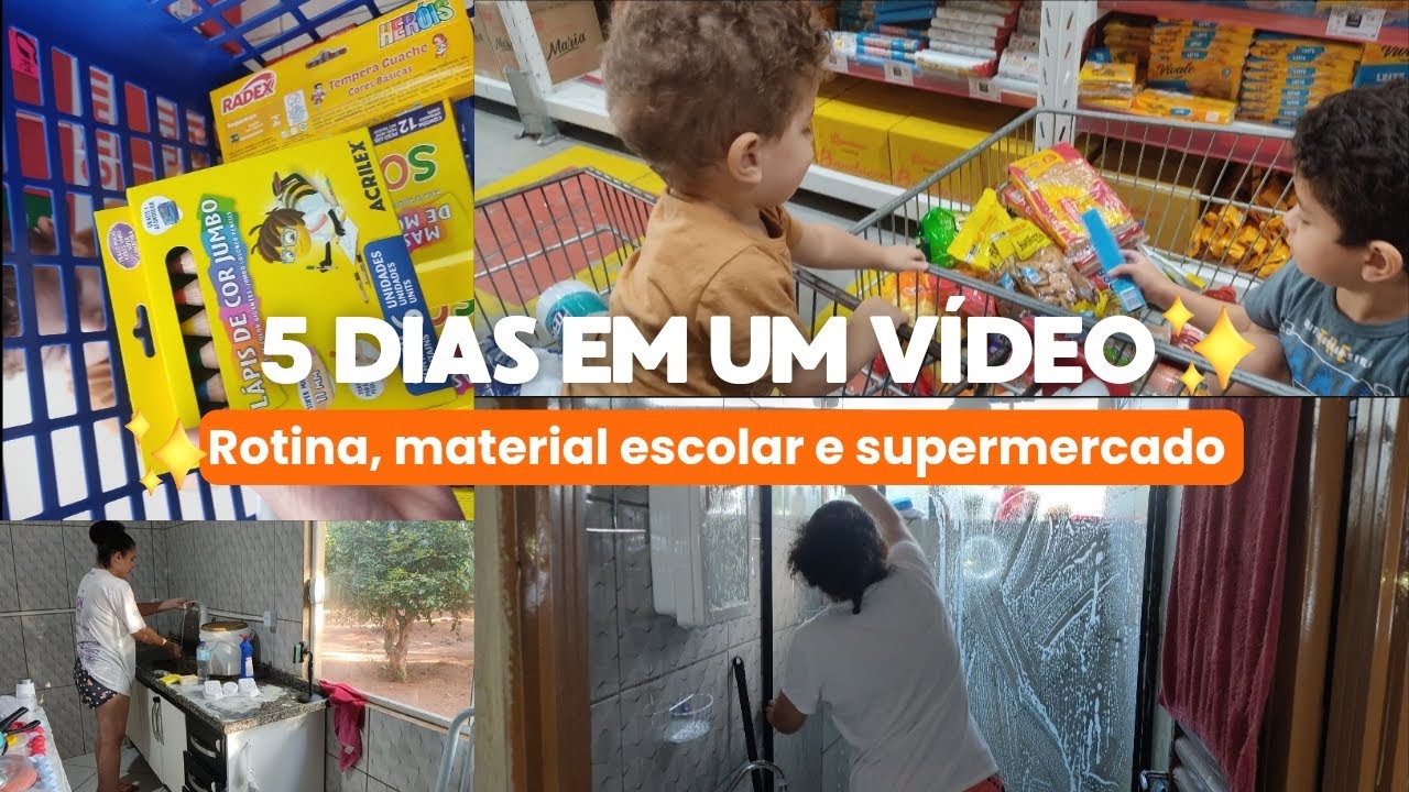 VLOG DE 5 DIAS - ROTINA DE LIMPEZA, COMPRANDO MATERIAL ESCOLAR E COMPRAS DE SUPERMERCADO
