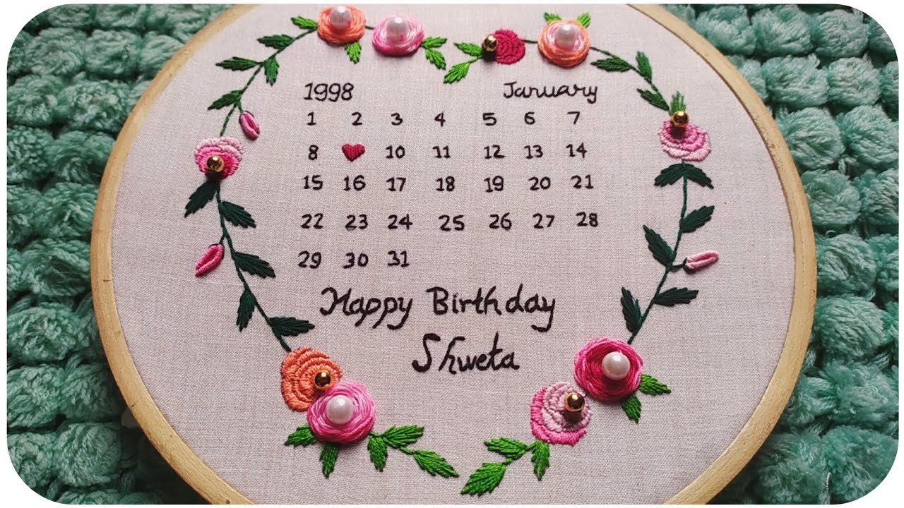 Birthday calendar Embroidery hoop Design || Embroidery for Begginers - Let's Explore