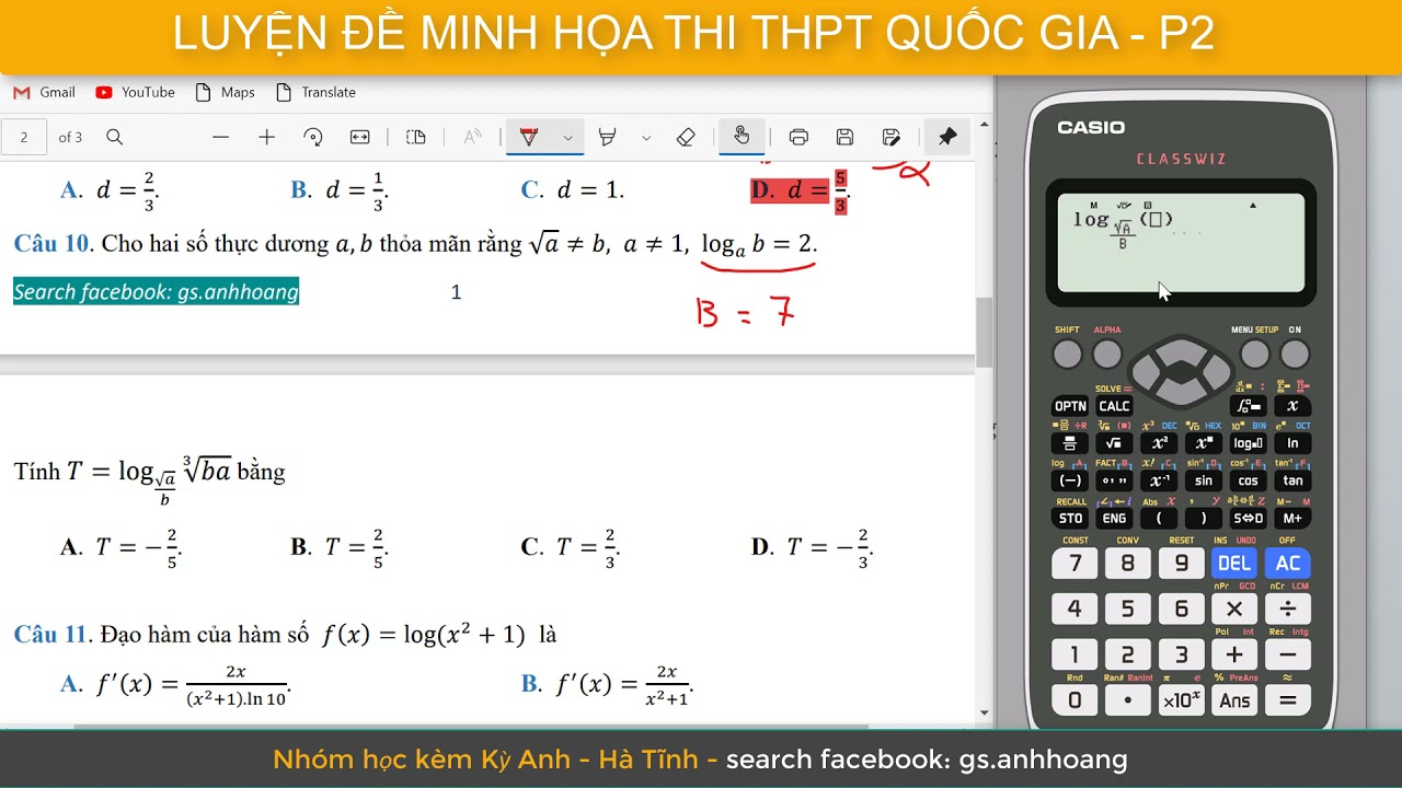 [Thi THPT] Giải đề Minh họa bằng máy tính casio (Đề 110 - Phần 2)