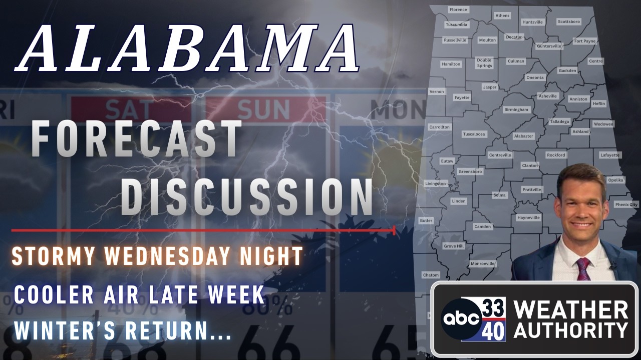 ALABAMA WEATHER DISCUSSION- STRONG MID-WEEK STORMS POSSIBLE