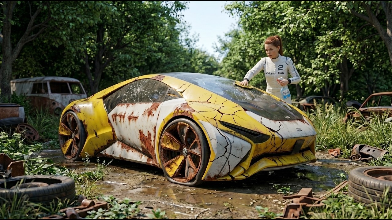 ASMR Car Restoration | Dramatic Transformation of a Forgotten Futuristic EV Concept Car