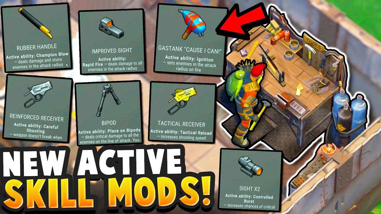 NEW ACTIVE SKILLS MODS (Stun Spear, Flaming Gas Tank Sledgehammer...) - Last Day on Earth Survival