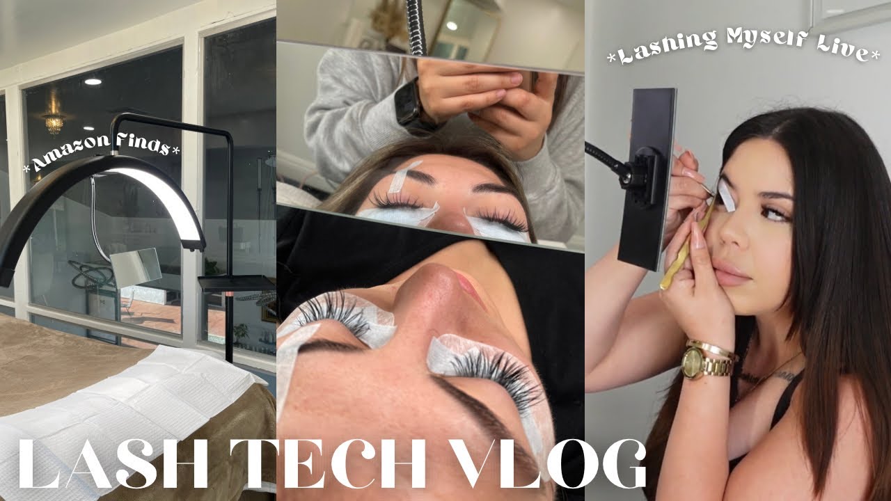 DAYS IN LIFE OF A LASH TECH  | AMAZON FINDS + HAIR CUT + LASHING MYSELF