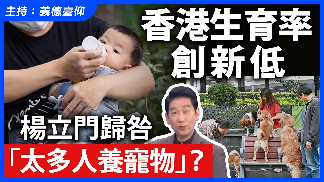 香港生育率創新低，楊立門歸咎「太多人養寵物」？
