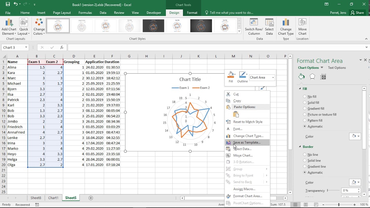 Excel - Spiderweb / Radar-Charts