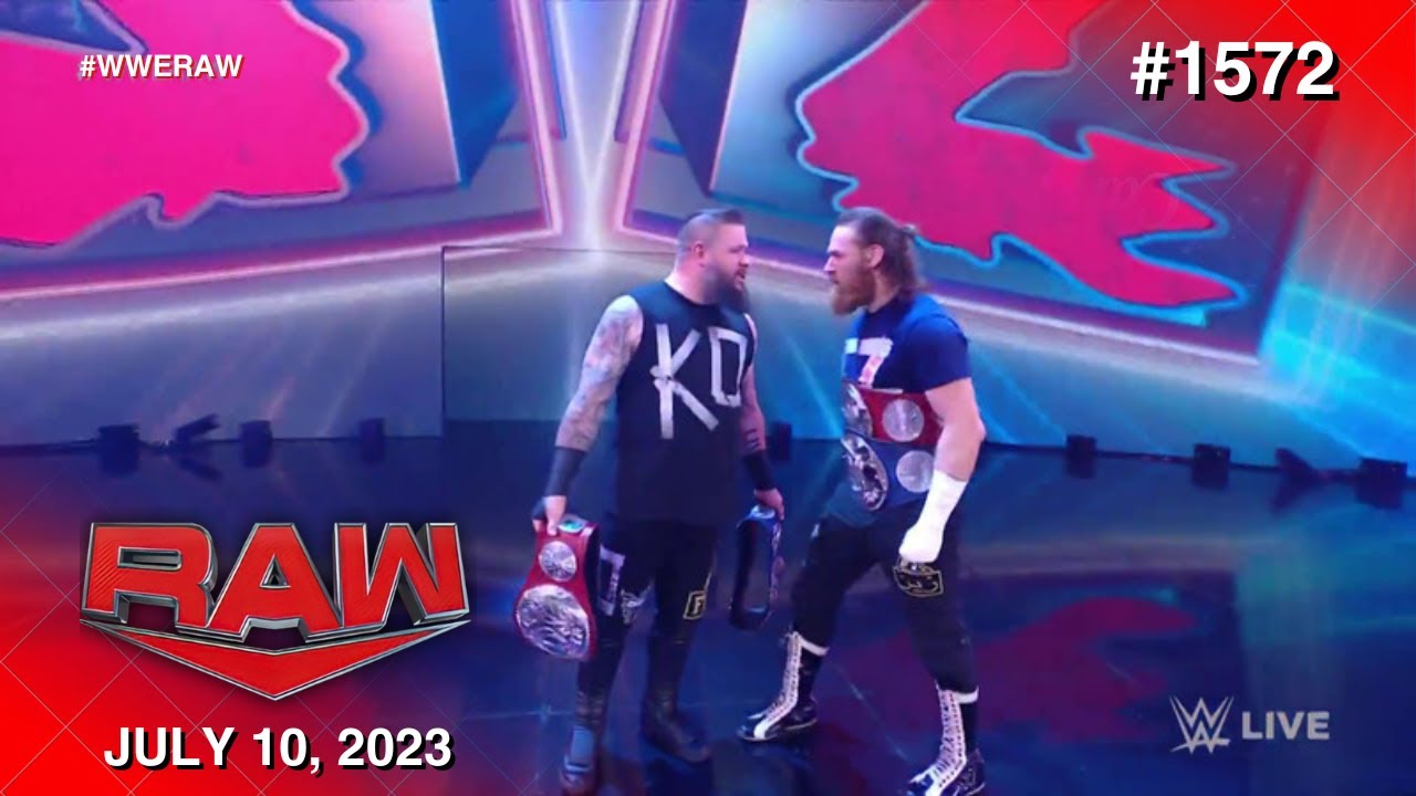Kevin Owens & Sami Zayn entrance as Undisputed WWE Tag Team Champions: WWE Raw, July 10, 2023