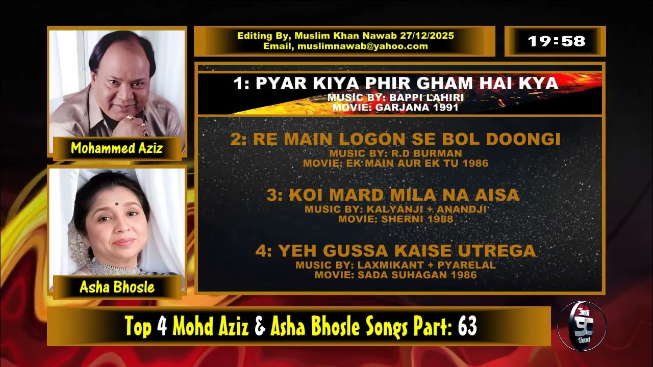 Mohd Aziz & Asha Bhosle Top 4 Duets Songs Part, 63