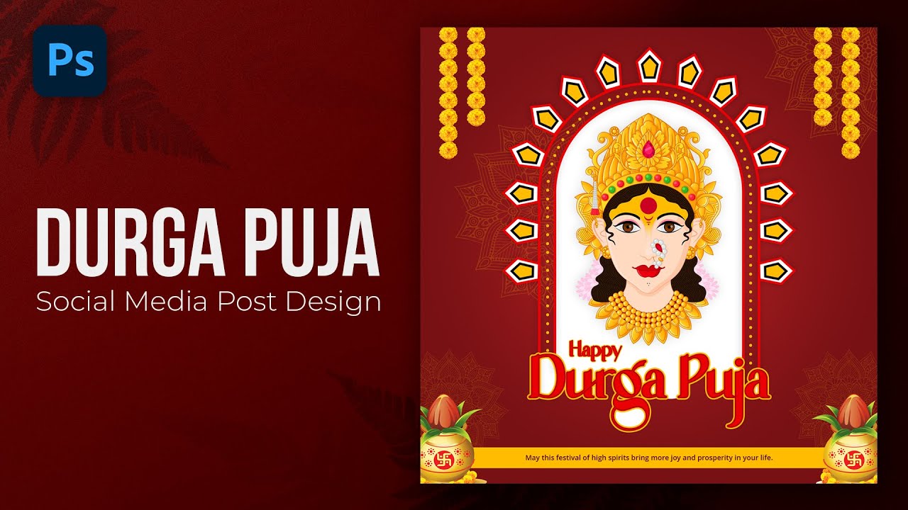 Durga Puja Poster Design in Photoshop | TRENDY Social Media Post Design Tutorial