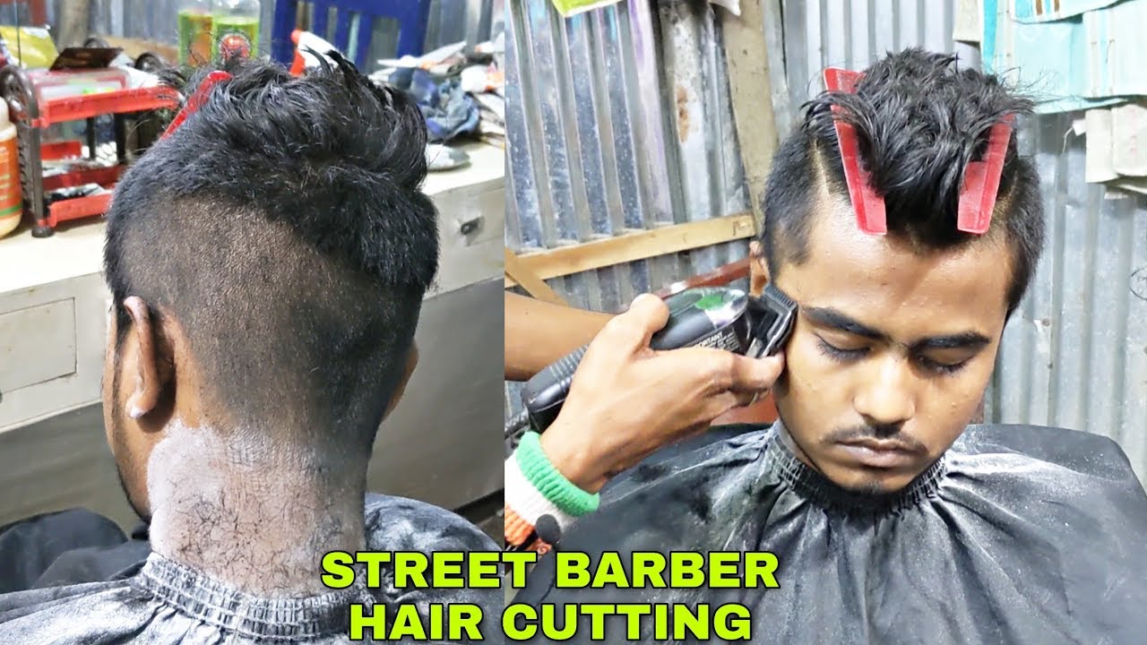 New technique of Hair cutting & Hair styling by indian Street barber | ASMR