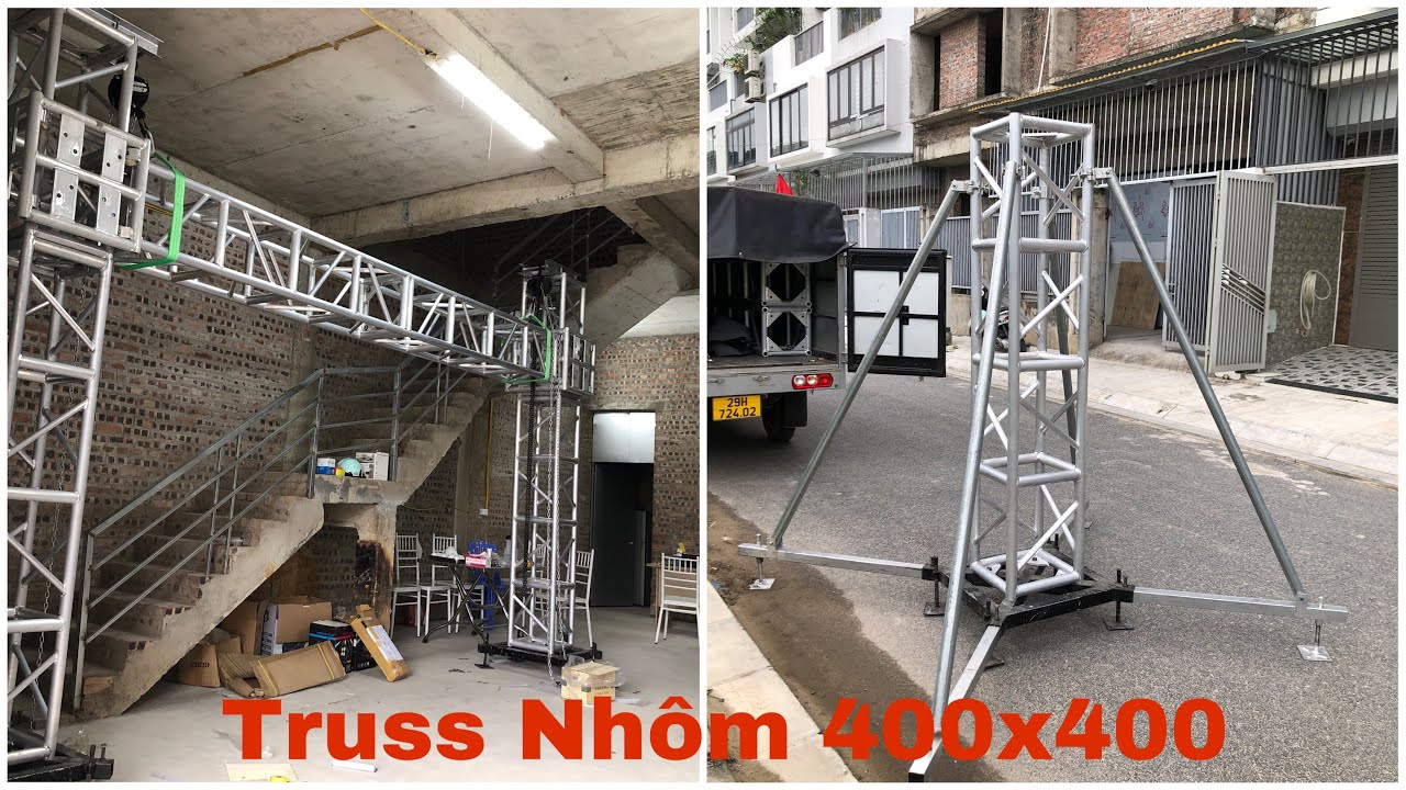 Quy Trình Lắp Đặt Khung Nhôm Có Lồng 400x400 Treo Đèn Sân Khấu Ngoài Trời