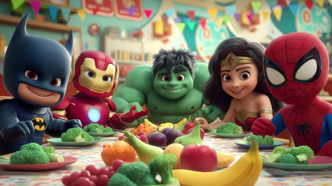 Her&oacute;is Saud&aacute;veis 🍎🥦 | M&uacute;sica Educativa Infantil com Super-Her&oacute;is | Alimenta&ccedil;&atilde;o Divertida