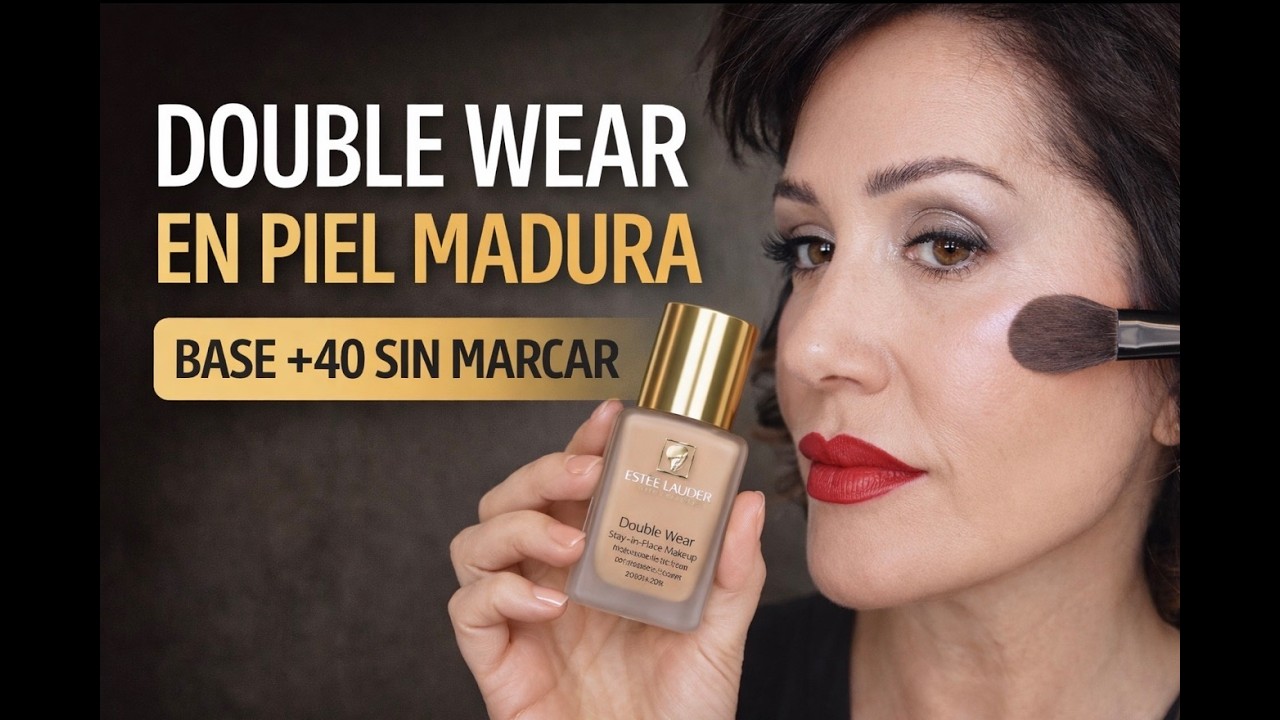 Cómo aplicar la base Double Wear de Estée Lauder en piel madura + maquillaje de ojos en grises (+40)