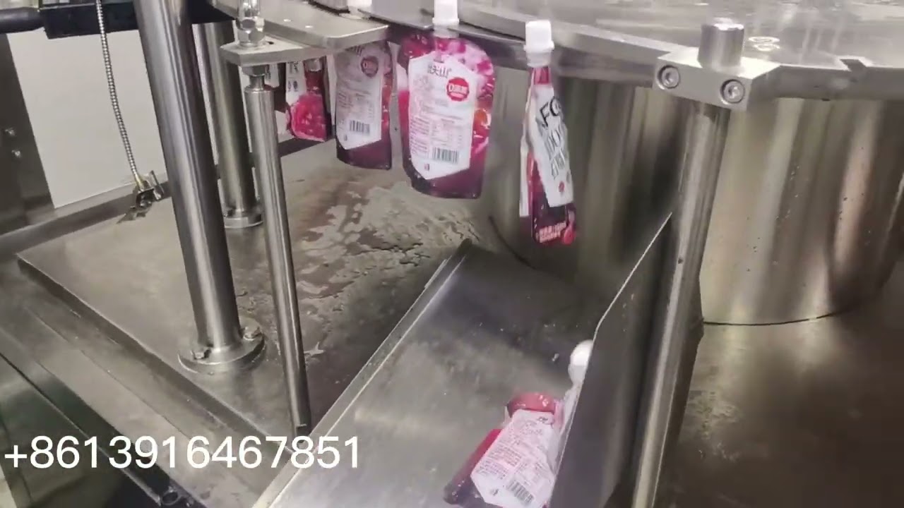Rotary 6 nozzle auto spout pouch liquid fruit jam juice yogurt cooking oil filling capping machine