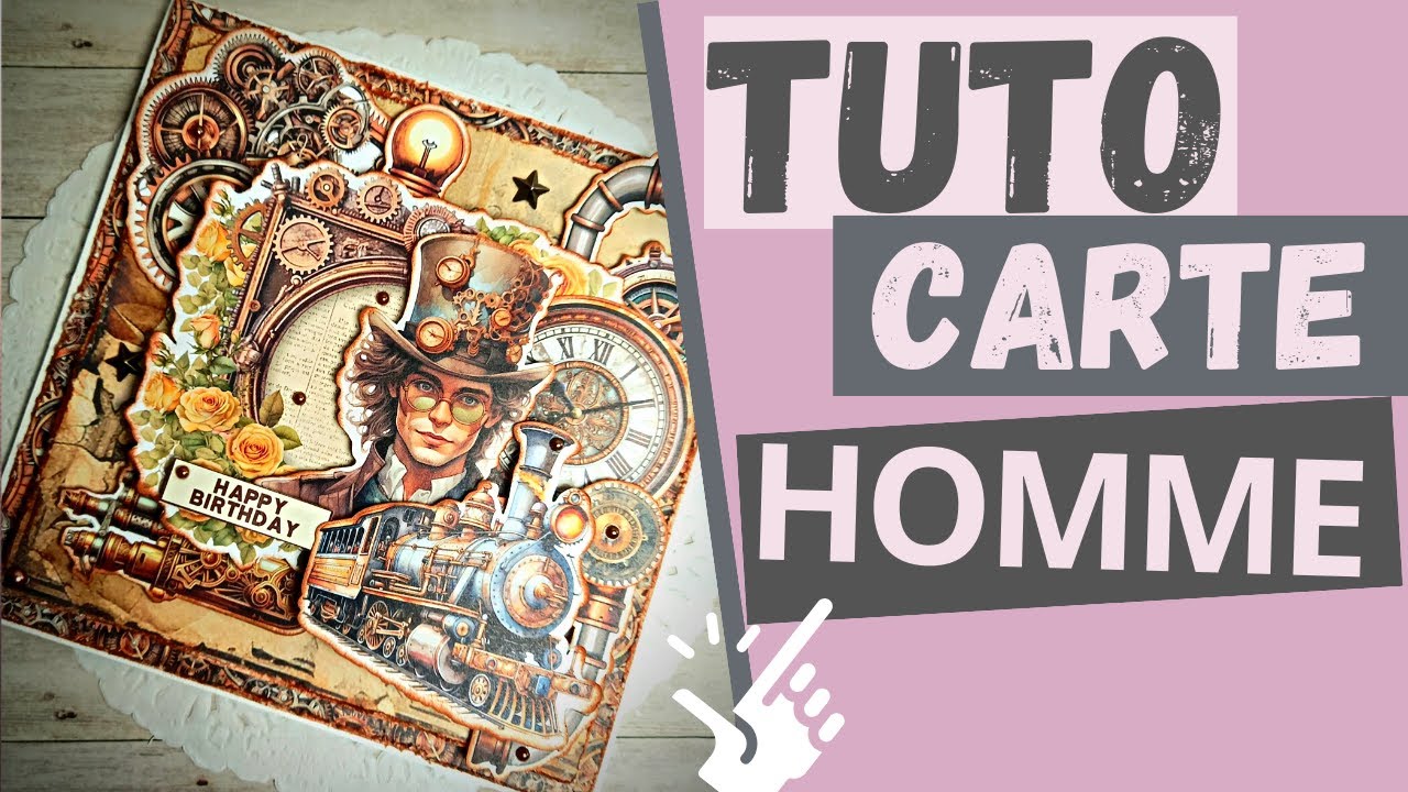 Comment faire une carte masculine vintage steampunk avec ScrapBoys #steampunk #tutocarte  #scrapboys