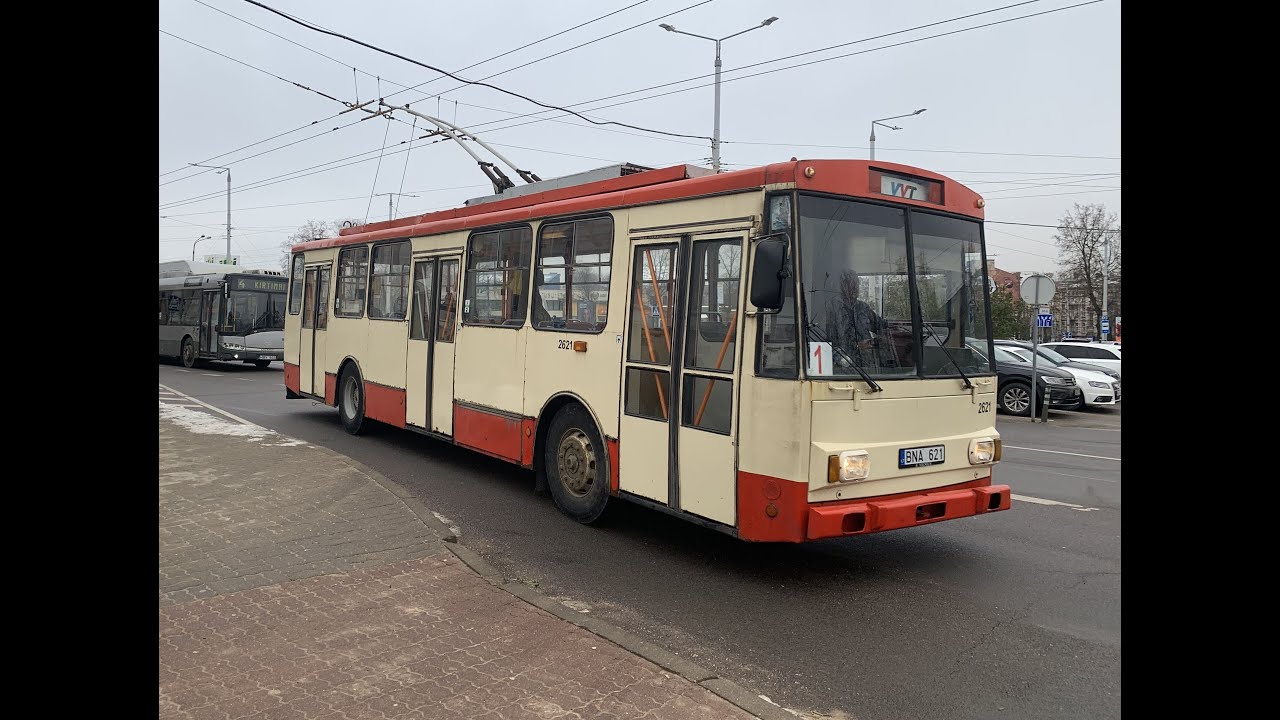 Complete winter trip with Vilnius Skoda 14Tr Trolleybus Route 1
