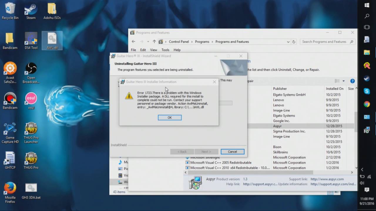 Как удалить GH3PC и исправить ошибку 1723