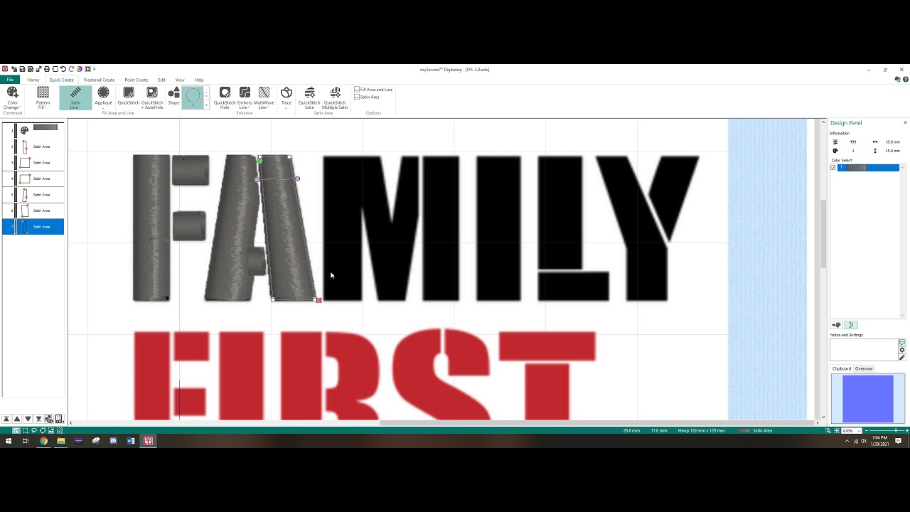 MySewNet Tutorial: Digitizing - Custom Lettering and Satin Fills