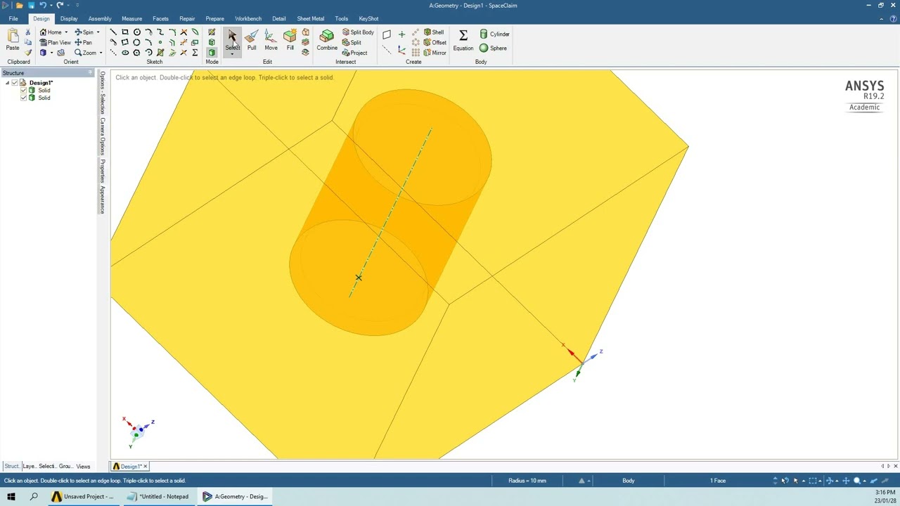 Boolean operations in spaceClaim for a hollow object- important for conjugate heat transfer-Part 2