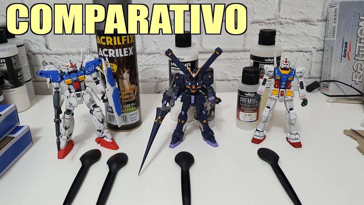 [164] Comparativo de Verniz da Acrilex e Vallejo (Mecha e Premium) - Qual é o melhor?