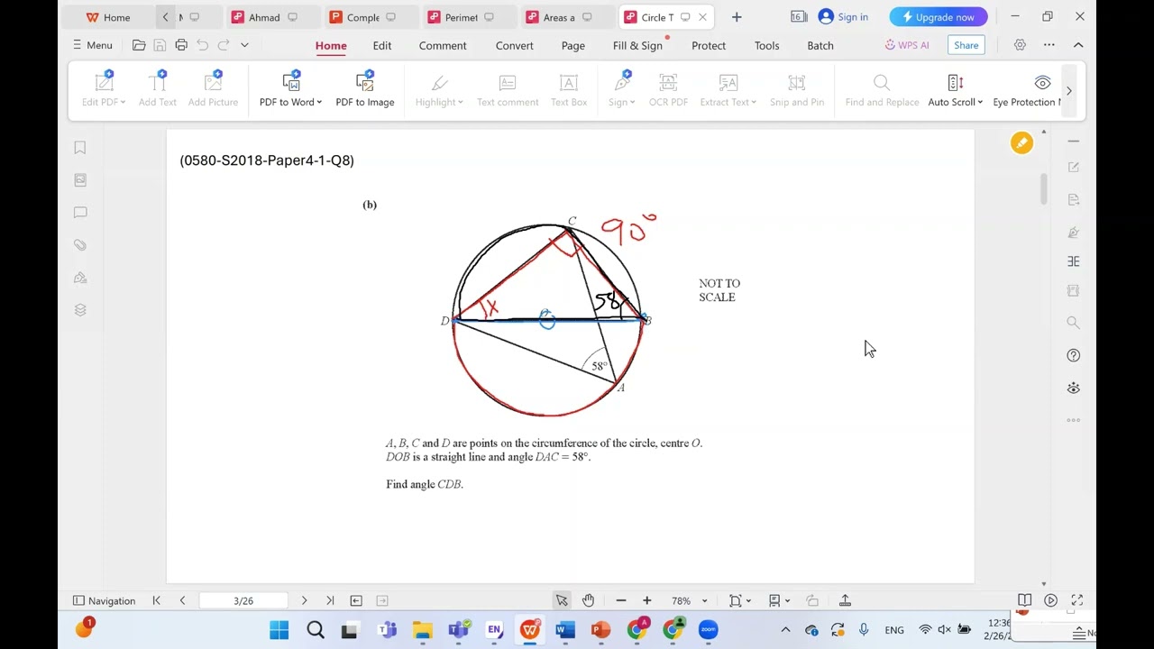 Circle Theorems II 0580 S2018 Paper4 1 Q8