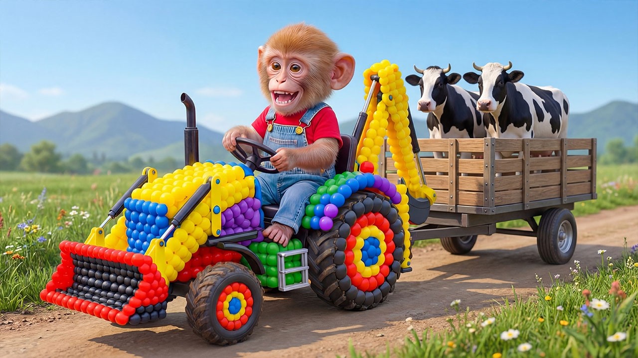 🚨🐒 Breathtaking Moment! Brave Monkey Drives JCB Truck to Rescue Cow from Raging River 🌊❤️