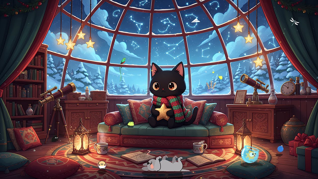 Black Cat’s Dreamy Night Space 🌌 Cat Lofi Playlist for Reading 📖 Chill Vibes to Relax