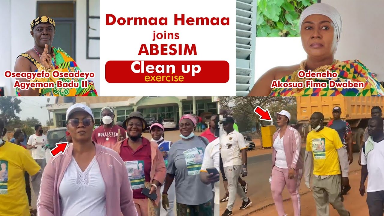 👸Dormaa Queen mother  joins clean up exercise in Abesim