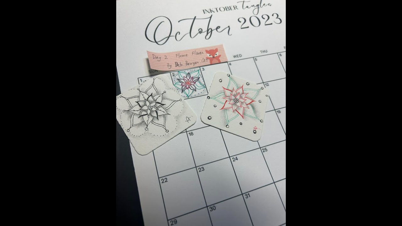 Inktober Zentangle 2023 Day 2 Flame Flower