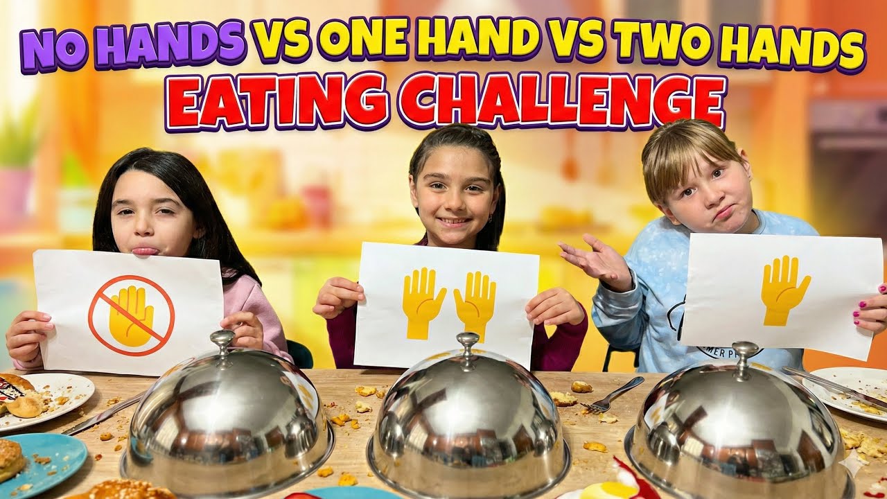 Χωρίς Χέρια vs Ένα Χέρι vs Δύο Χέρια Challenge 🤚No Hands vs One Hand vs Two Hands Eating Challenge