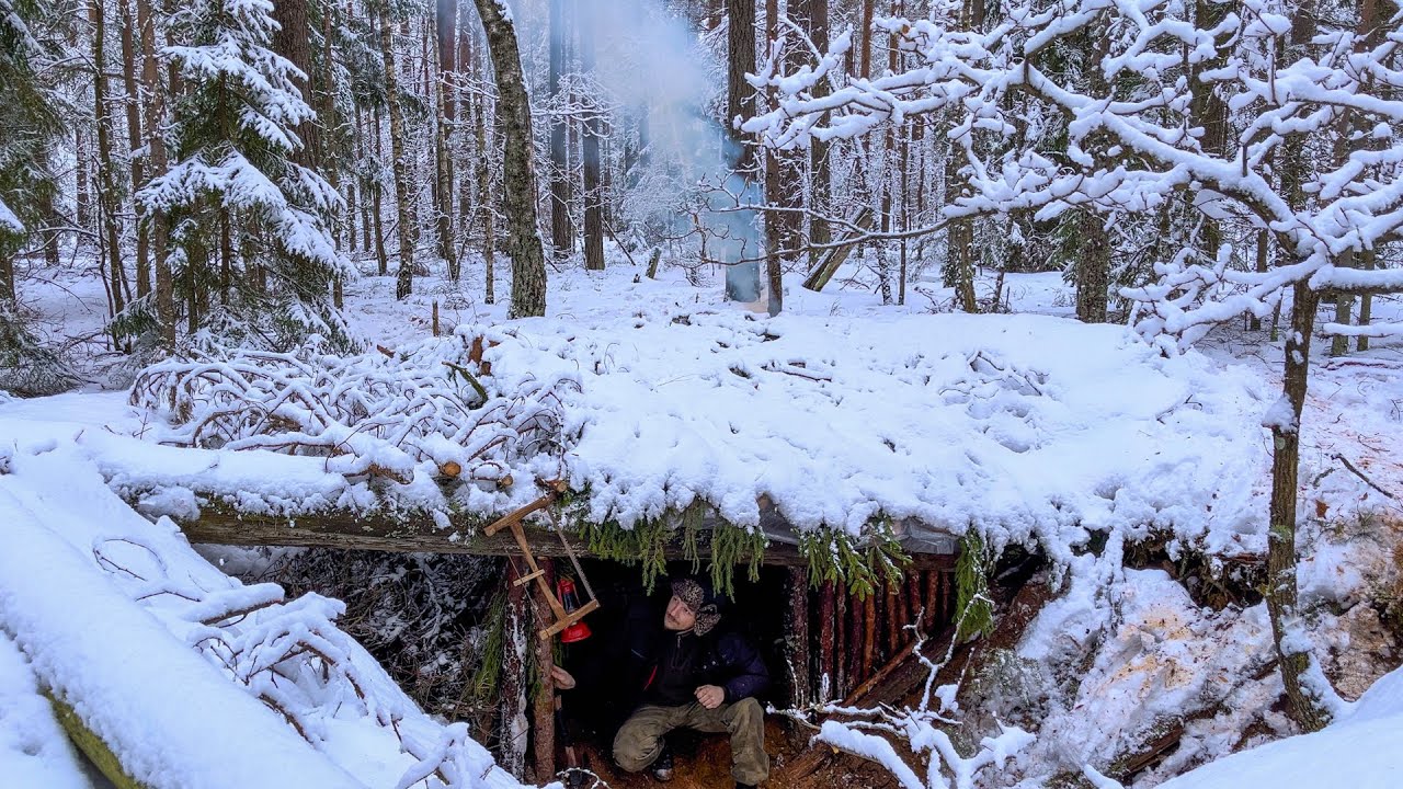 Winter Bushcraft! I've built five the best shelters for survival in a cold winter forest  ASMR