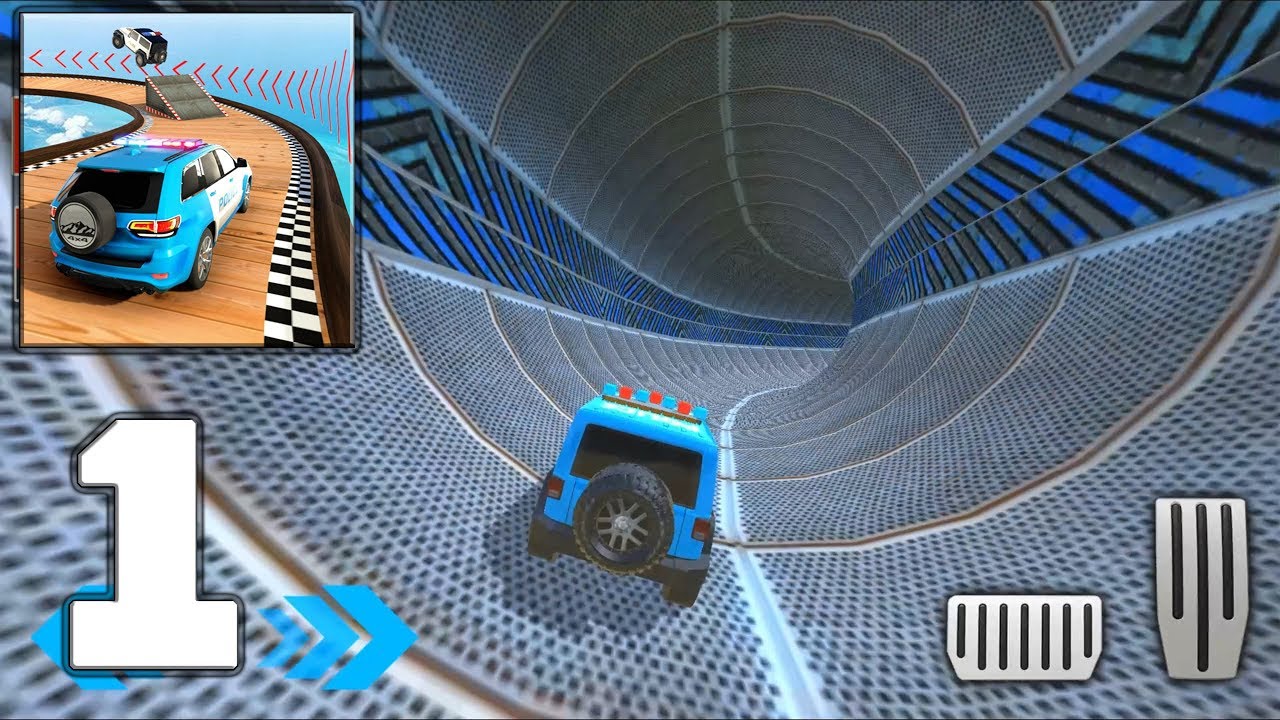 Police Prado Car Stunt - Mega Ramp Stunts 3D - Mobile Gameplay Walkthrough Part 1 (iOS, Android)