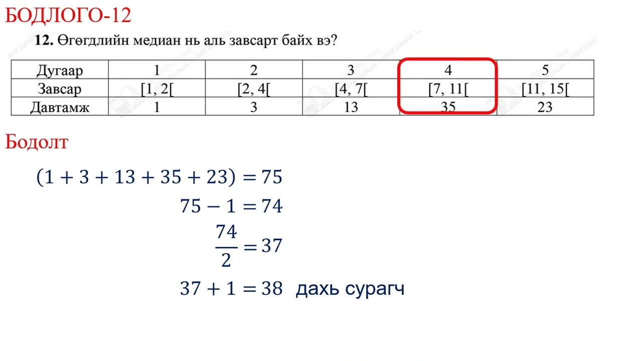 ЭШ математикийн нээлттэй даалгавар 8-1  хэсэг