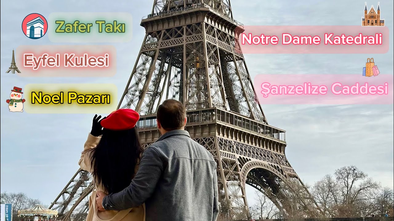 Paris’te Noel Turu / Eyfel’in Manzarası / Gezilecek Yerler [4K]
