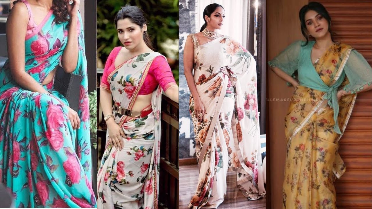 How To Look elegant In A Floral Saree!!! Summer sarees that Are classy, beautiful,Floral saree ideas