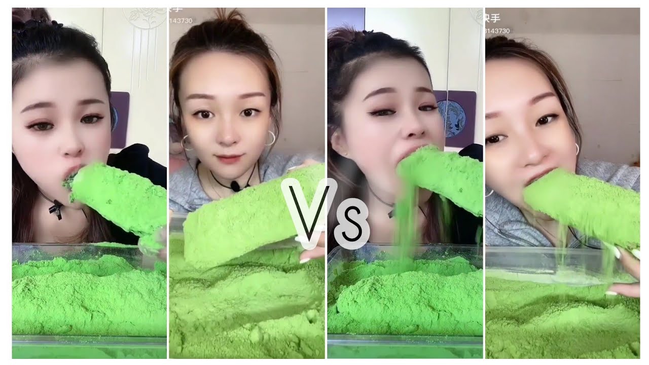 ASMR: Heavy Matcha Powder| versus Series| Soft Ice| Hard Ice| Snow eating|V-Good Crunchy Ice