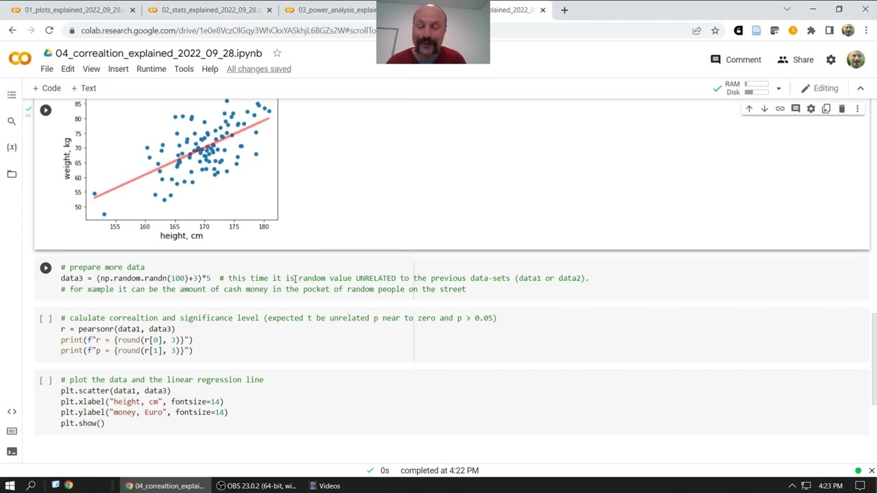 [4] Correlation explained, scatterplots in related and unrelated data