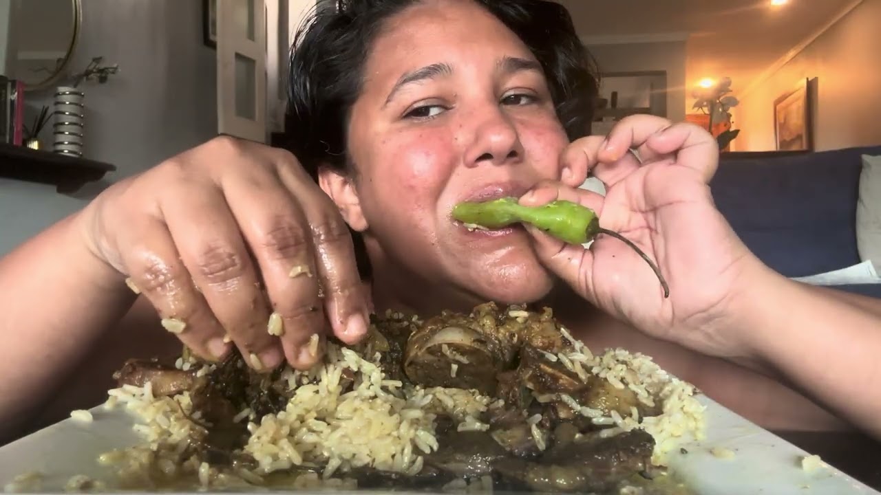 GIANT Curry Lamb & Jasmine Rice Mukbang 🌶️🌶️ | Eating with TWO Spicy Chillies!