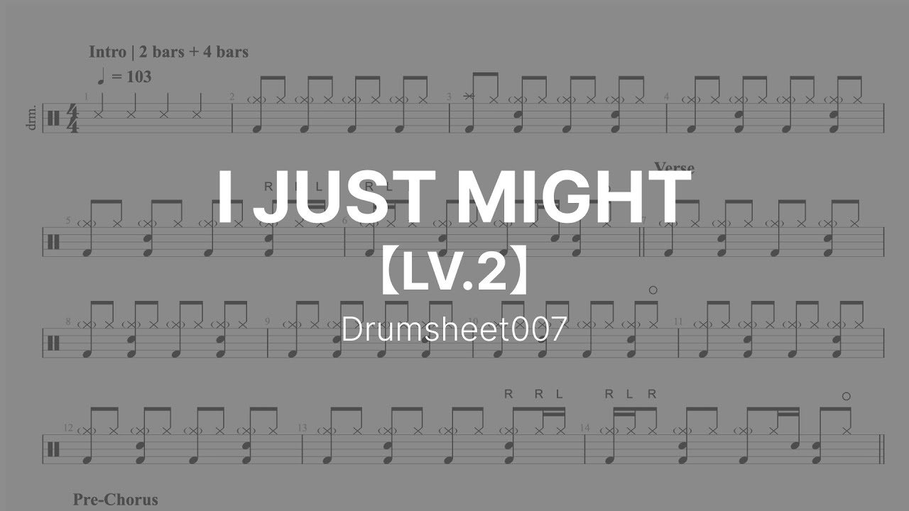 “I Just Might” Drum Sheet | Bruno Mars | Pop | Level 2