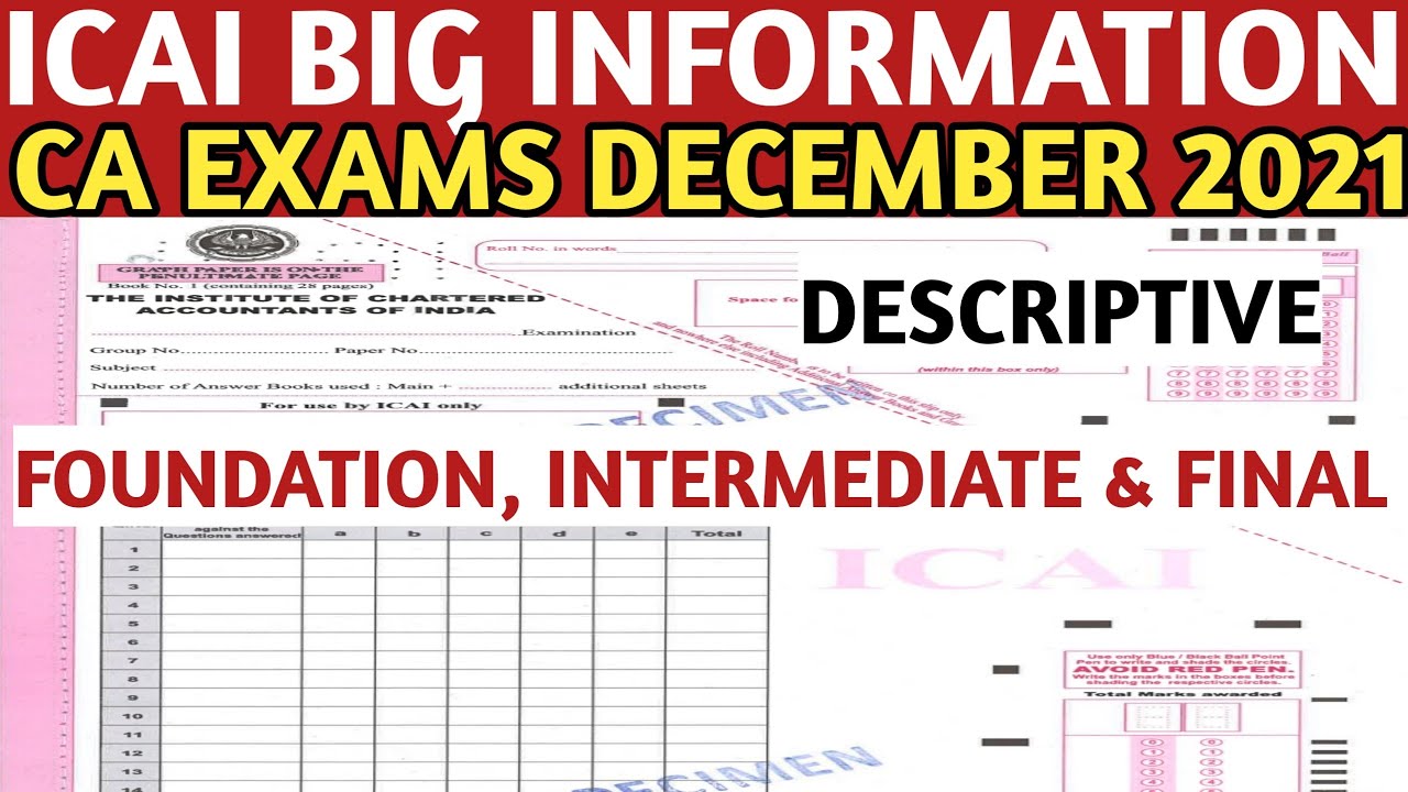 ICAI Urgent Info | CA Exams December 2021 | How to Fill CA Exams Answersheet | Descriptive