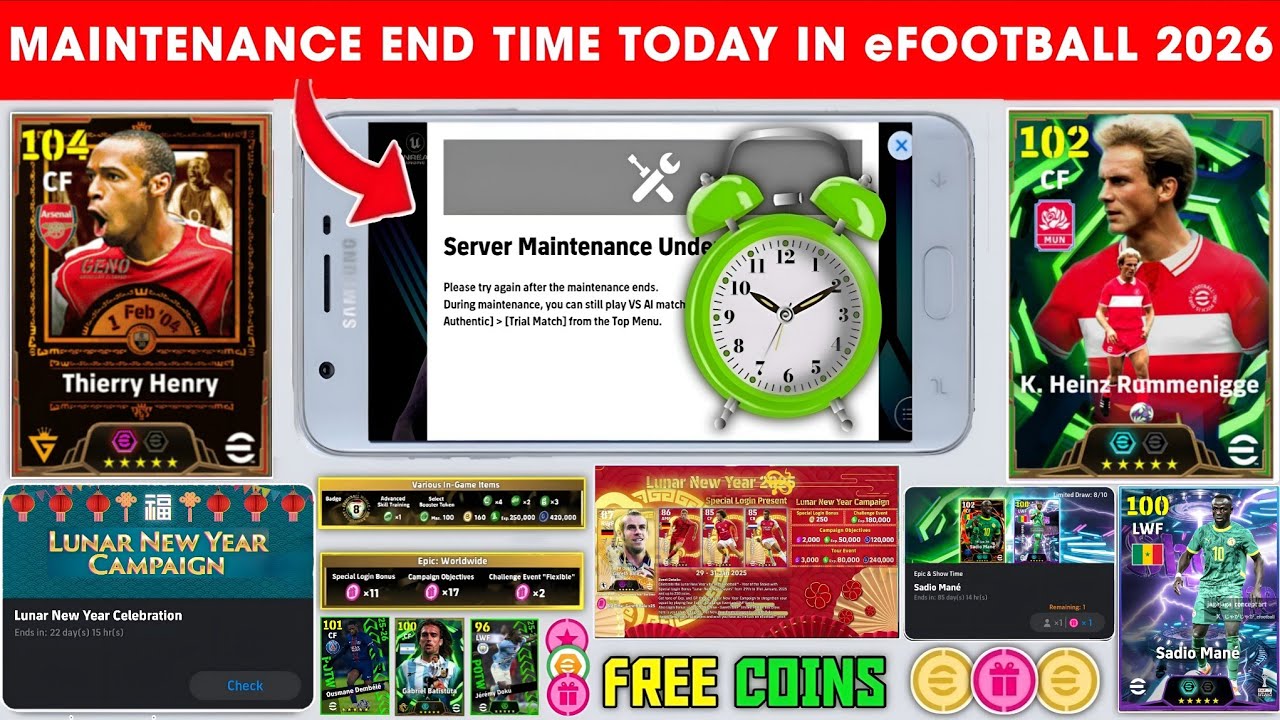 Maintenance End Time Today In eFootball 2026 Mobile | Pes Server Maintenance | Maintenance End Time