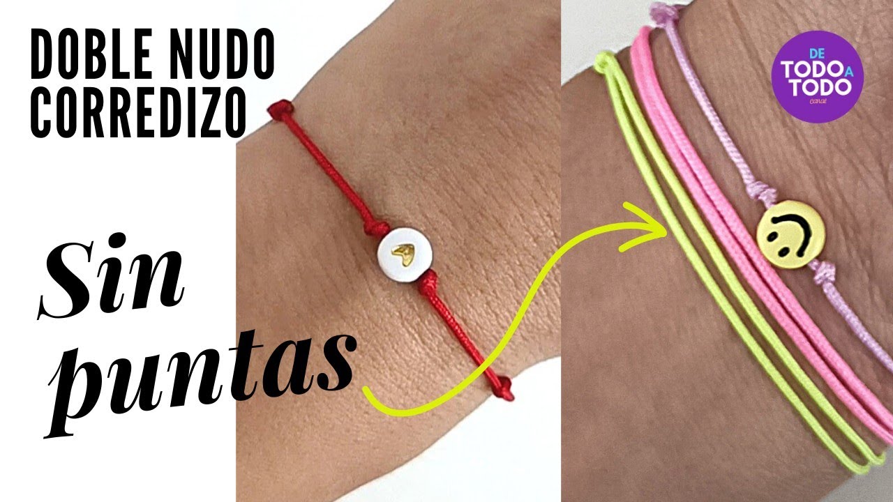 💛Cómo hacer pulseras de hilo con 2 nudos CORREDIZOS y sin puntas. DIY Friendship bracelets 👭