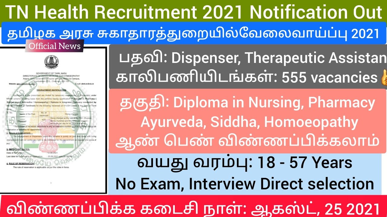 TN Health Department Recruitment 2021| TN Health Department Jobs