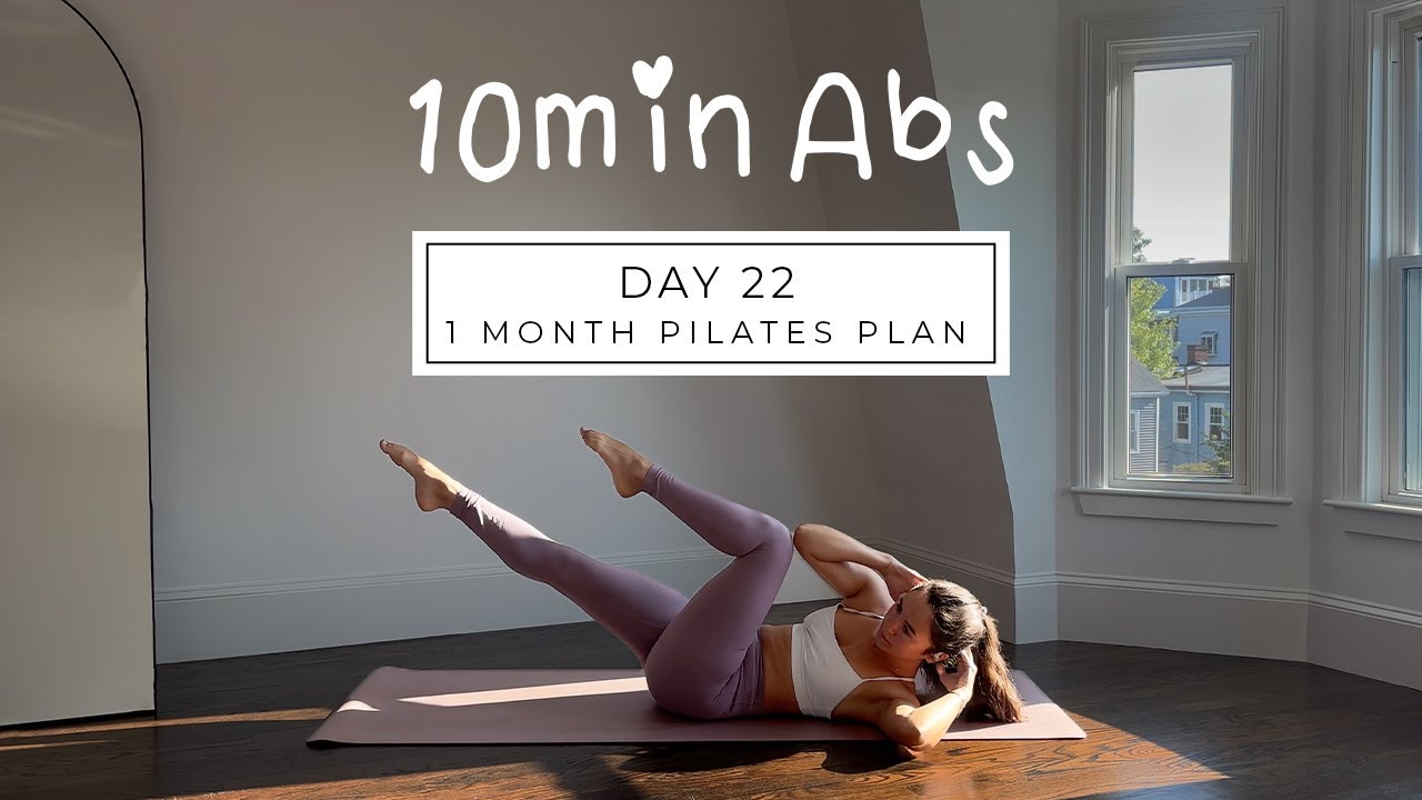 DAY 22 - 1 MONTH PILATES PLAN // 10MIN Toned Abs & Waist  || madeleineabeid