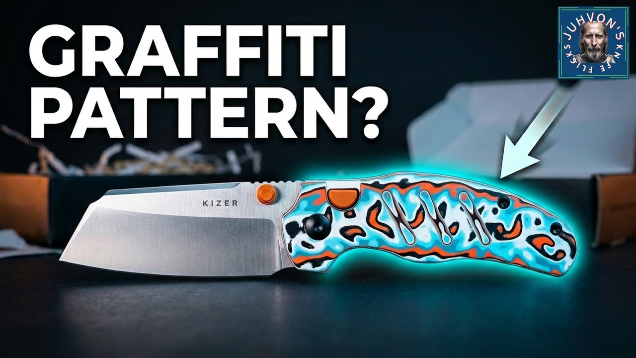 Rozpakowywanie zamka Kizer Sheepdog Button Liner Lock! Stal AEB-L + Wild Vortex Micarta (Graffiti...