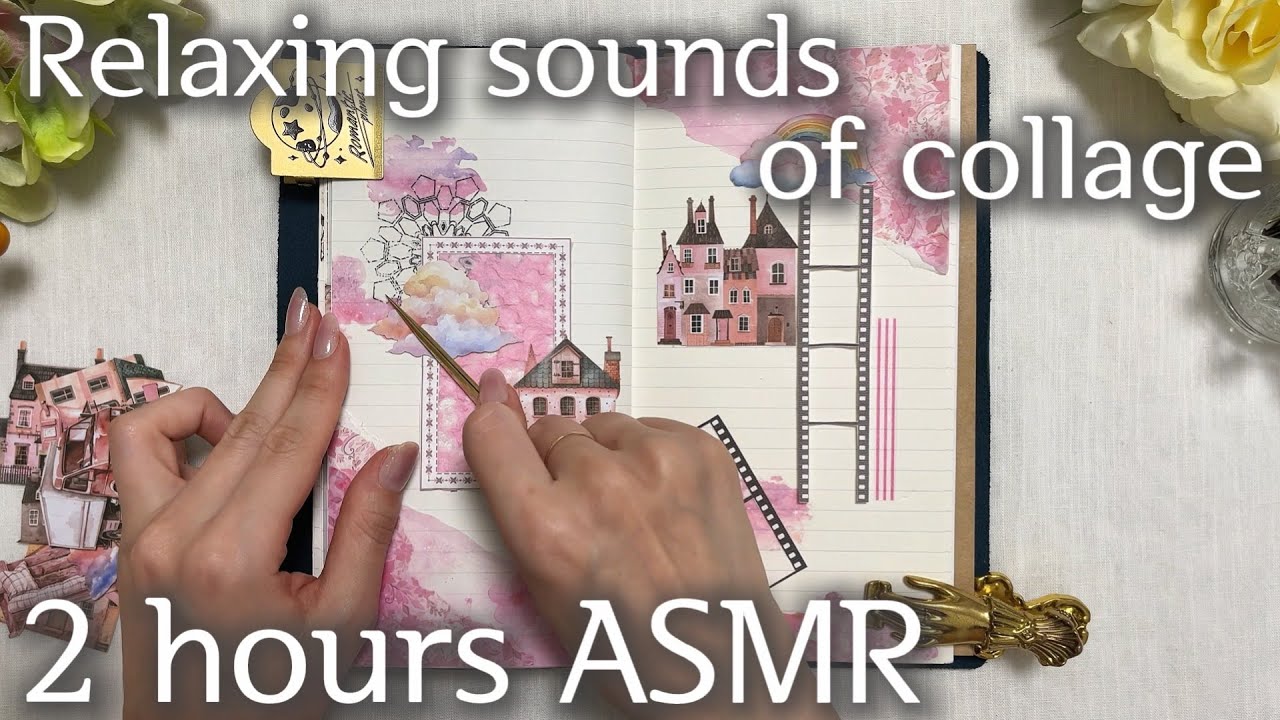 ASMR 2 hours🌙 수면용 공부용 2시간 다꾸 모음ㅣ편안한 소리ㅣArt journalingㅣScrapbookingㅣCollageㅣ手帳デコㅣコラージュ