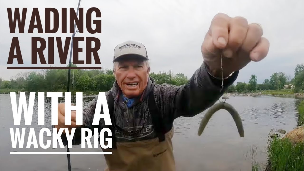 Wading a river with a Wacky rig Senko