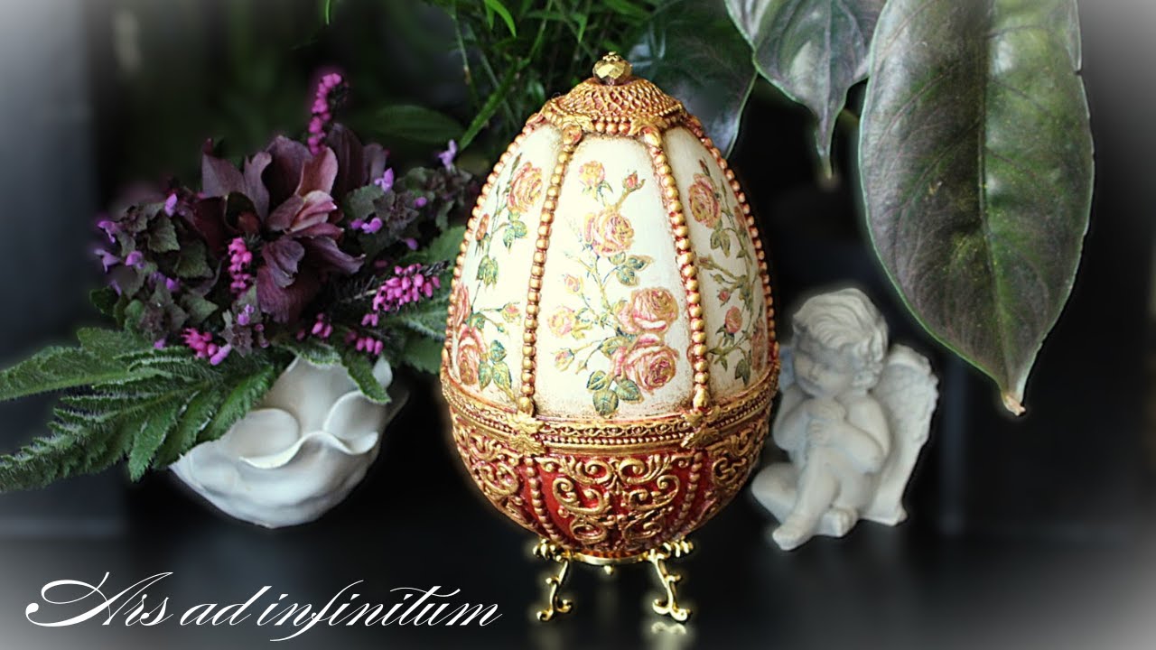 Easter egg with gildings. / Wielkanocne jajo ze złoceniami. Decoupage tutorial.