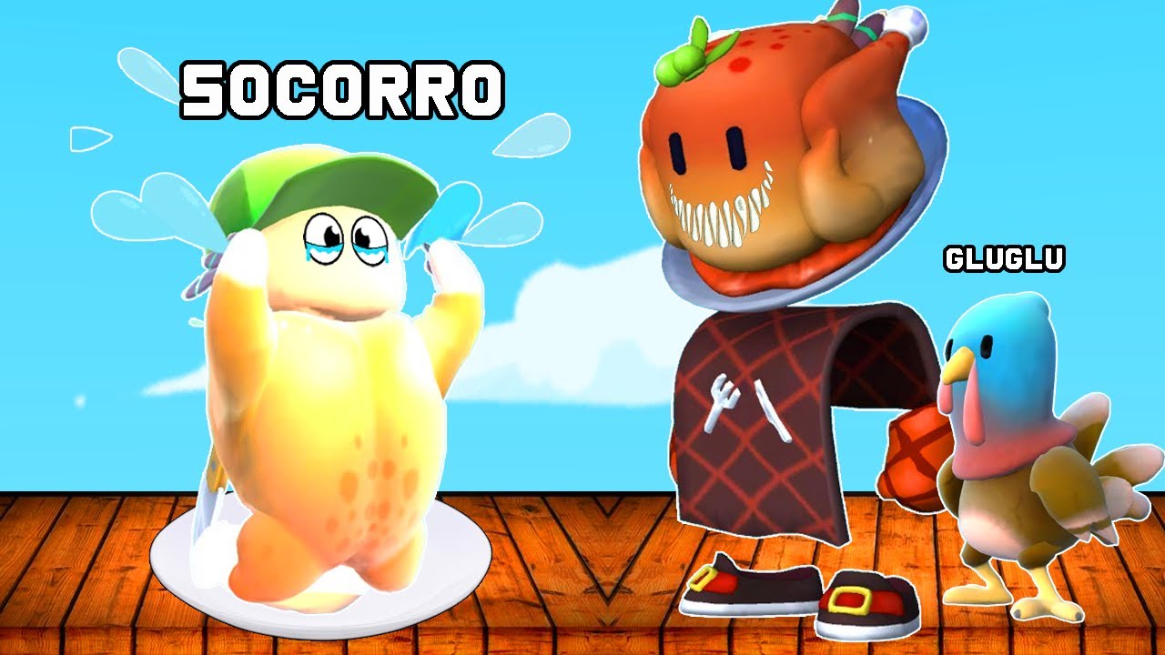 O GAROTO VIROU UM FRANGO ASSADO E TEVE QUE FUGIR NO STUMBLE GUYS (ELE QUASE FOI DEVORADO)