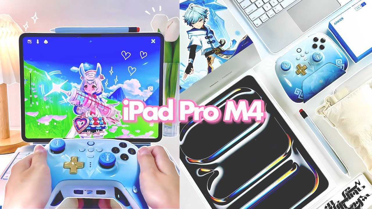 ✨NEW M4 iPad Pro 13”aesthetic unboxing💖Pencil Pro + New Magic Keyboard & Accessories✨Genshin Impact✨